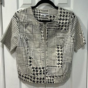 Cabi Houndstooth short sleeve bomber